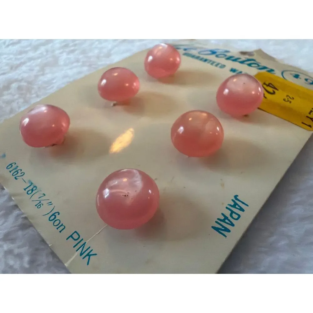 Vintage Le Bouton Pink Buttons 12 Pc Set of 2 B Blumenthal Original Cards Sewing